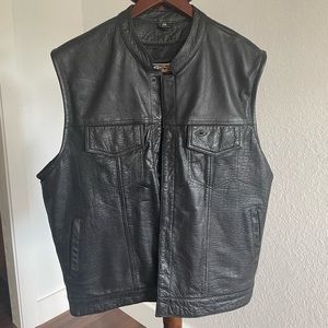Vance Leathers Black Button-Up Vest